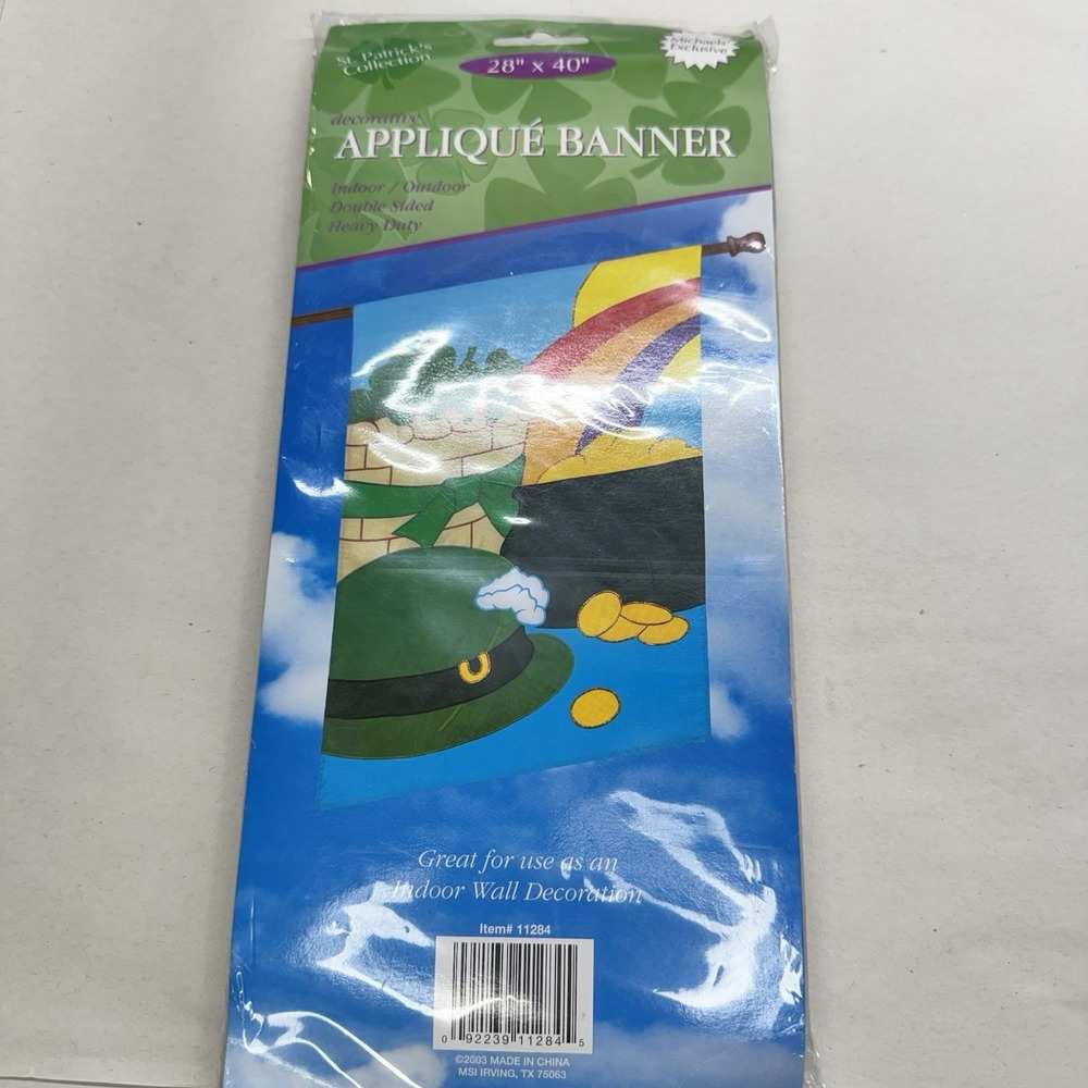 Vintage Michaels Exclusive Flag Novelty Nylon 28" × 40" St. Patrick Day Gold Pot